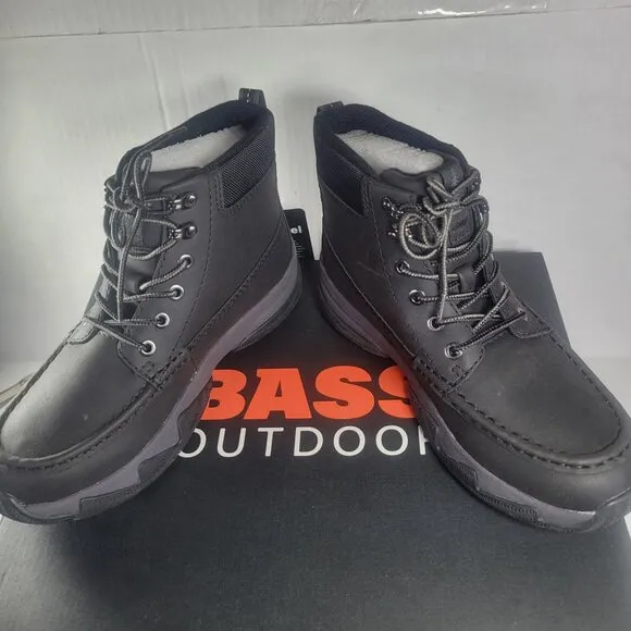 Bass Outdoor Women Black Leather Lace-Up Hiking Boots Size 8.5