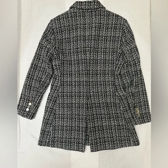 BCBGMAXAZRIA Women's Tweed Jacket Metallic Evening Black♠️