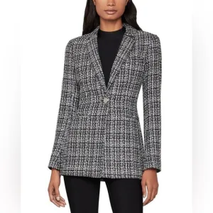 BCBGMAXAZRIA Women's Tweed Jacket Metallic Evening Black♠️