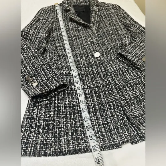 BCBGMAXAZRIA Women's Tweed Jacket Metallic Evening Black♠️