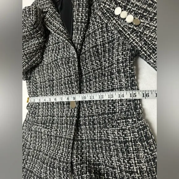 BCBGMAXAZRIA Women's Tweed Jacket Metallic Evening Black♠️
