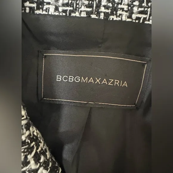 BCBGMAXAZRIA Women's Tweed Jacket Metallic Evening Black♠️