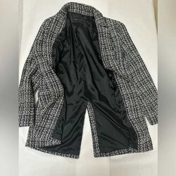 BCBGMAXAZRIA Women's Tweed Jacket Metallic Evening Black♠️