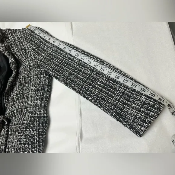 BCBGMAXAZRIA Women's Tweed Jacket Metallic Evening Black♠️