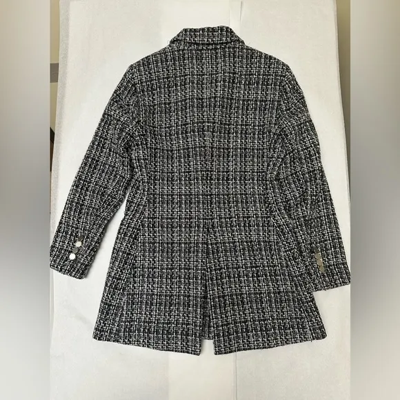 BCBGMAXAZRIA Women's Tweed Jacket Metallic Evening Black♠️