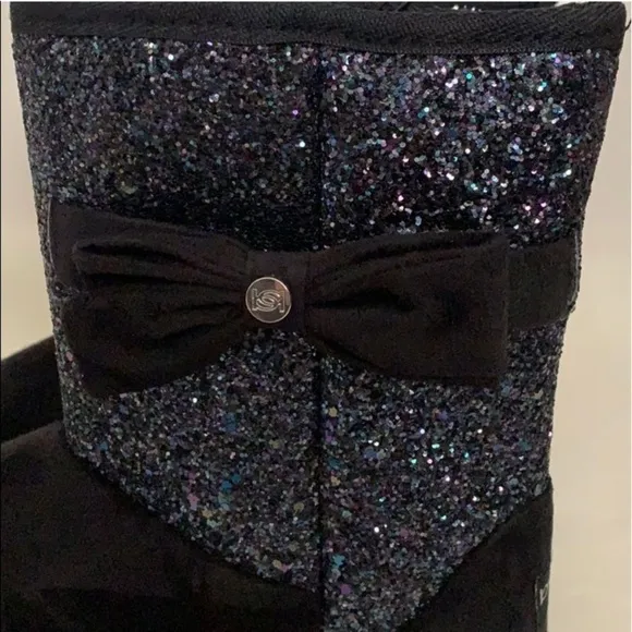 Bebe Kids Microsuede Glitter Faux Fur Winter Boots