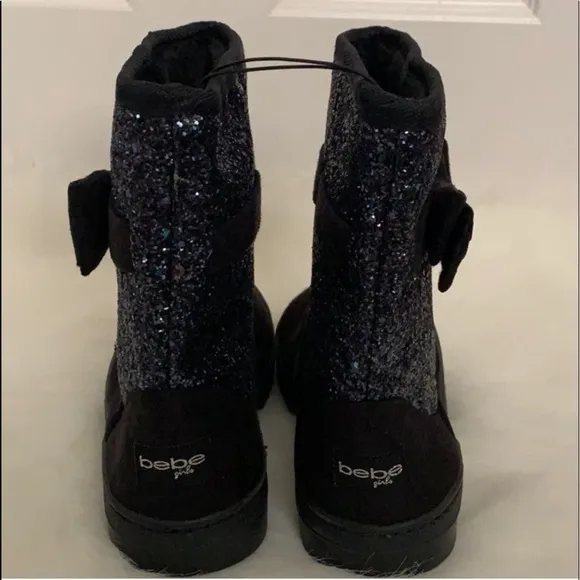 Bebe Kids Microsuede Glitter Faux Fur Winter Boots