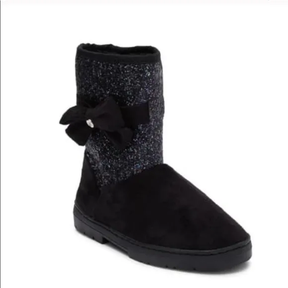 Bebe Kids Microsuede Glitter Faux Fur Winter Boots