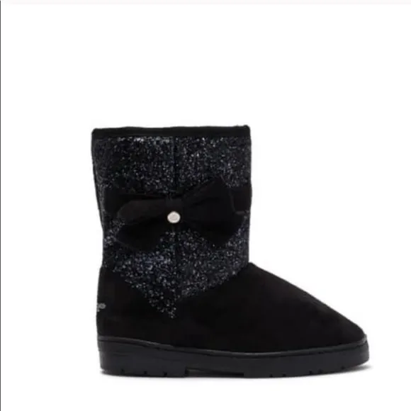 Bebe Kids Microsuede Glitter Faux Fur Winter Boots