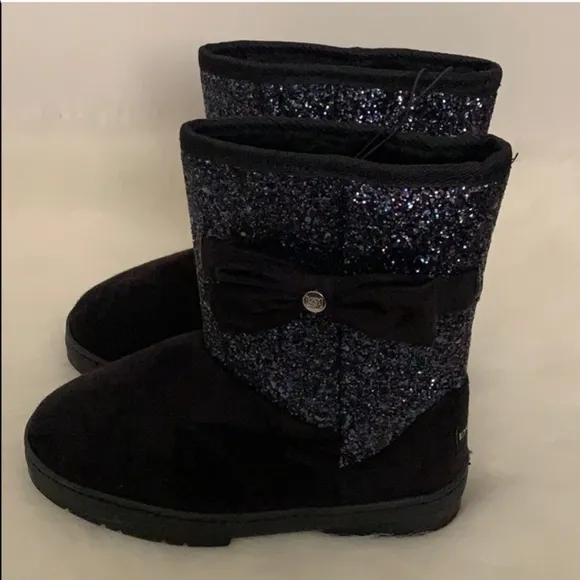 Bebe Kids Microsuede Glitter Faux Fur Winter Boots