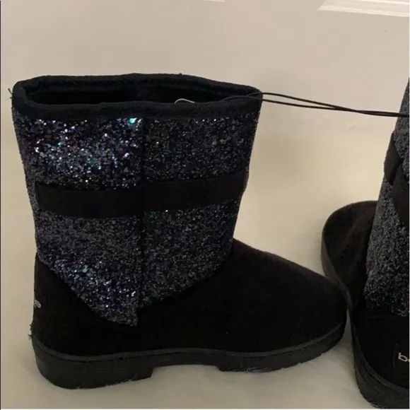 Bebe Kids Microsuede Glitter Faux Fur Winter Boots