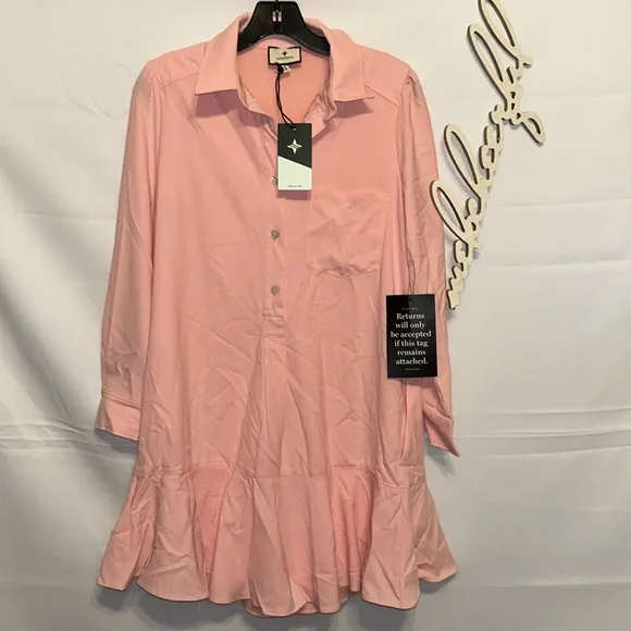 Bermuda Powder Pink Crepe Callahan Shirt Dress