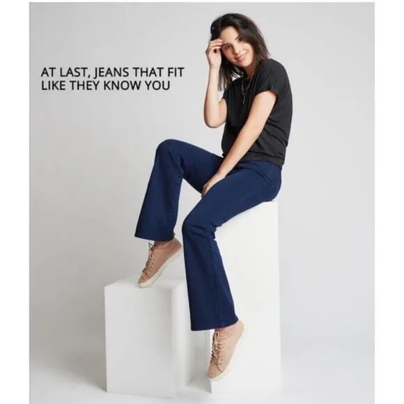 Betabrand Boot-Cut 4-Pocket Betabrand Yoga Denim Jean Indigo Wash Sz S