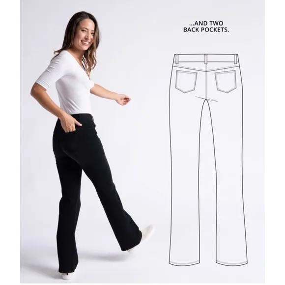 Betabrand Boot-Cut 4-Pocket Yoga Denim Jean in Washed Black