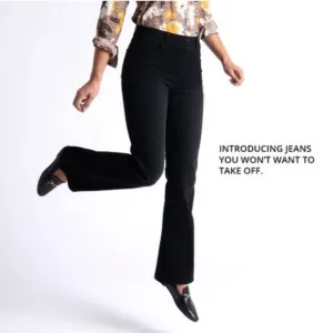 Betabrand Boot-Cut 4-Pocket Yoga Denim Jean in Washed Black