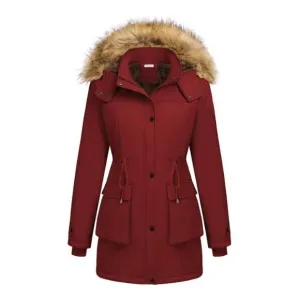 Beyove Thicken Warm wine red hooded parka size XXL NWT