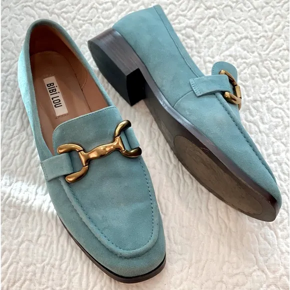 BiBi Lou Blue Suede Vela Loafers Great Condition