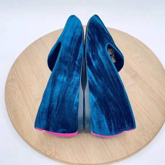 Birdies Shoes Womens 7 Blue Velvet Slip On Loafers