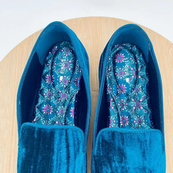 Birdies Shoes Womens 7 Blue Velvet Slip On Loafers