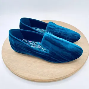 Birdies Shoes Womens 7 Blue Velvet Slip On Loafers