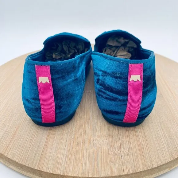 Birdies Shoes Womens 7 Blue Velvet Slip On Loafers