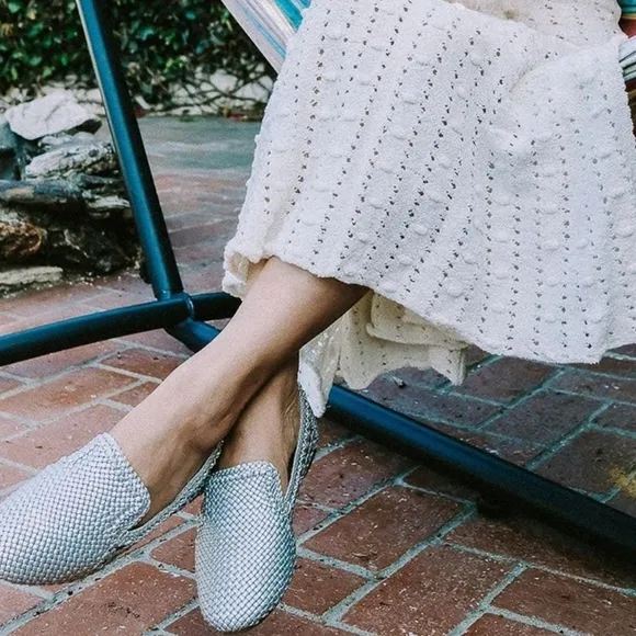 Birdies Silver Woven Starling Vegan Leather