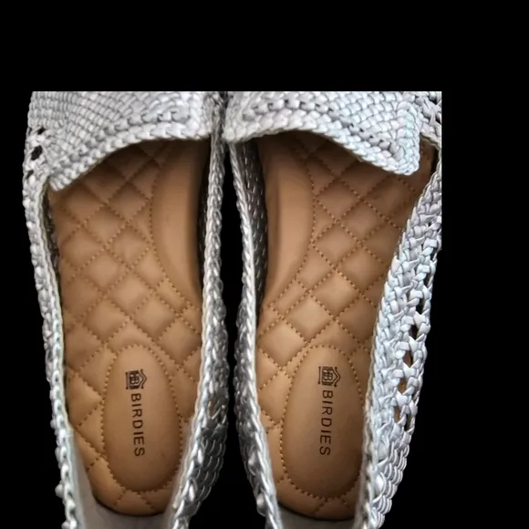 Birdies Silver Woven Starling Vegan Leather