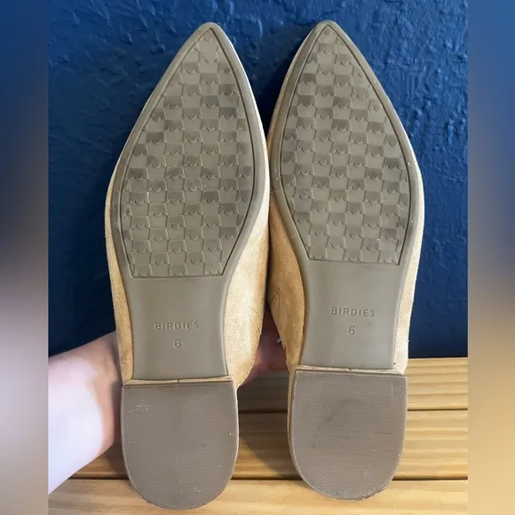 Birdies The Lark Suede Leather Pointed Toe Open Back Mules Size 6