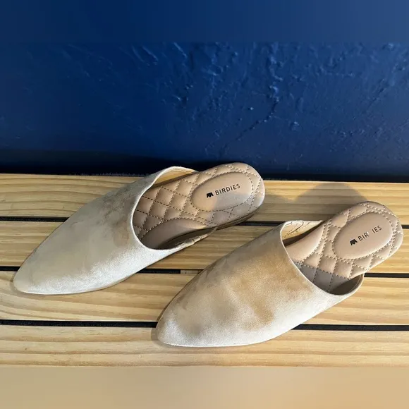 Birdies The Lark Suede Leather Pointed Toe Open Back Mules Size 6
