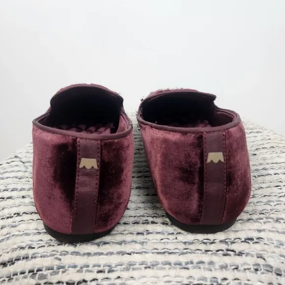 Birdies The Starling Maroon Velvet Crystal Loafer Flats Womens Size 7.5