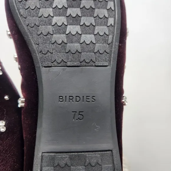 Birdies The Starling Maroon Velvet Crystal Loafer Flats Womens Size 7.5