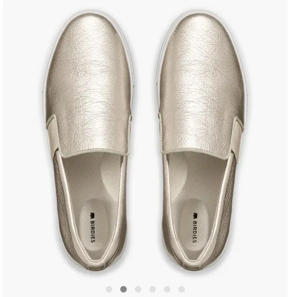Birdies The Swift Slip-on leather sneakers metallic gold women' size 7