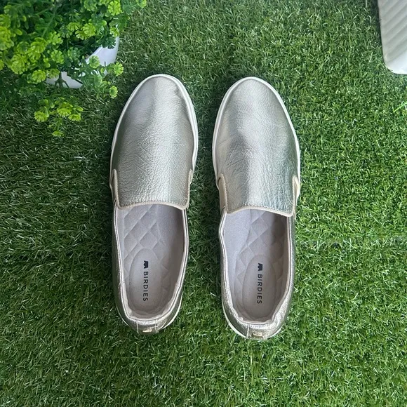 Birdies The Swift Slip-on leather sneakers metallic gold women' size 7