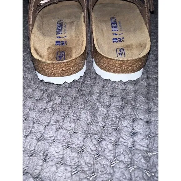 BIRKENSTOCK Arizona Flats Metallic Copper White Everyday Slides Size 38/7