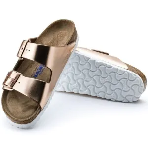 BIRKENSTOCK Arizona Flats Metallic Copper White Everyday Slides Size 38/7