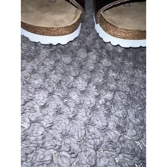 BIRKENSTOCK Arizona Flats Metallic Copper White Everyday Slides Size 38/7