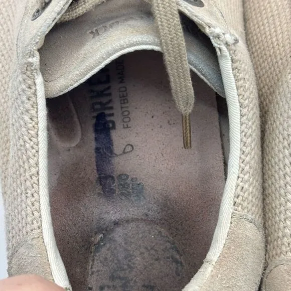 BIRKENSTOCK BEND LOW CANVAS-SUEDE SNEAKERS COLOR SANDCASTLE 43 (men’s 10-10.5)