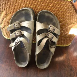 Birkenstock Florida Soft Footbed Tan Leather Sandal Slides