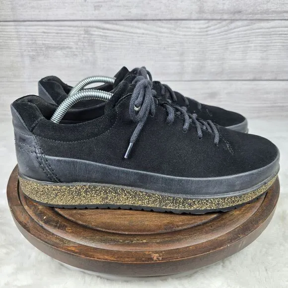 BIRKENSTOCK Honnef Low Loafers Men EU 42/ US 9 Black Suede Cork Sneakers Lace