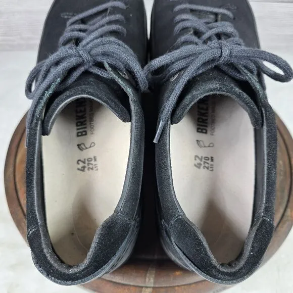 BIRKENSTOCK Honnef Low Loafers Men EU 42/ US 9 Black Suede Cork Sneakers Lace