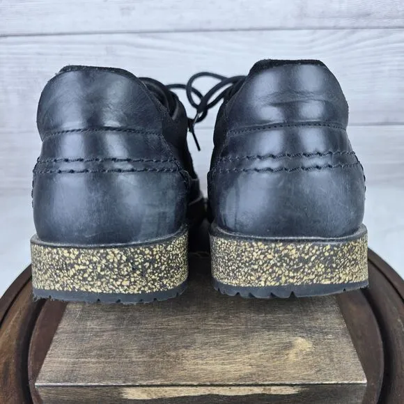 BIRKENSTOCK Honnef Low Loafers Men EU 42/ US 9 Black Suede Cork Sneakers Lace