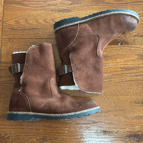 Birkenstock Uppsala Shearling Suede Leather Boots Espresso Brown Size 40 EU 9 US