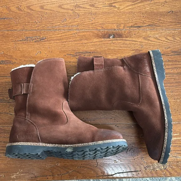 Birkenstock Uppsala Shearling Suede Leather Boots Espresso Brown Size 40 EU 9 US