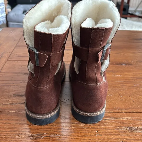 Birkenstock Uppsala Shearling Suede Leather Boots Espresso Brown Size 40 EU 9 US