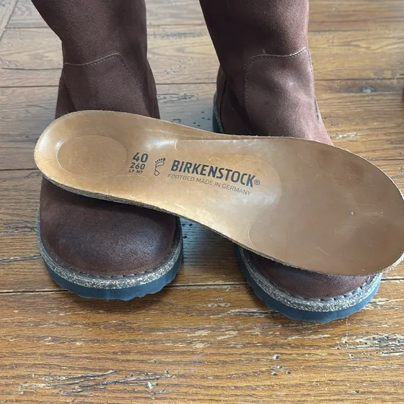 Birkenstock Uppsala Shearling Suede Leather Boots Espresso Brown Size 40 EU 9 US