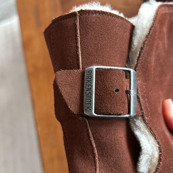 Birkenstock Uppsala Shearling Suede Leather Boots Espresso Brown Size 40 EU 9 US