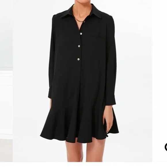 Black Crepe Callahan Shirt Dress