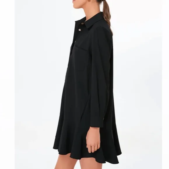 Black Crepe Callahan Shirt Dress