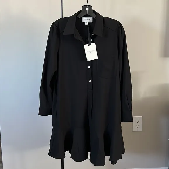 Black Crepe Callahan Shirt Dress