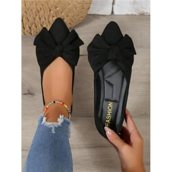Black Flats Large Size Loafers